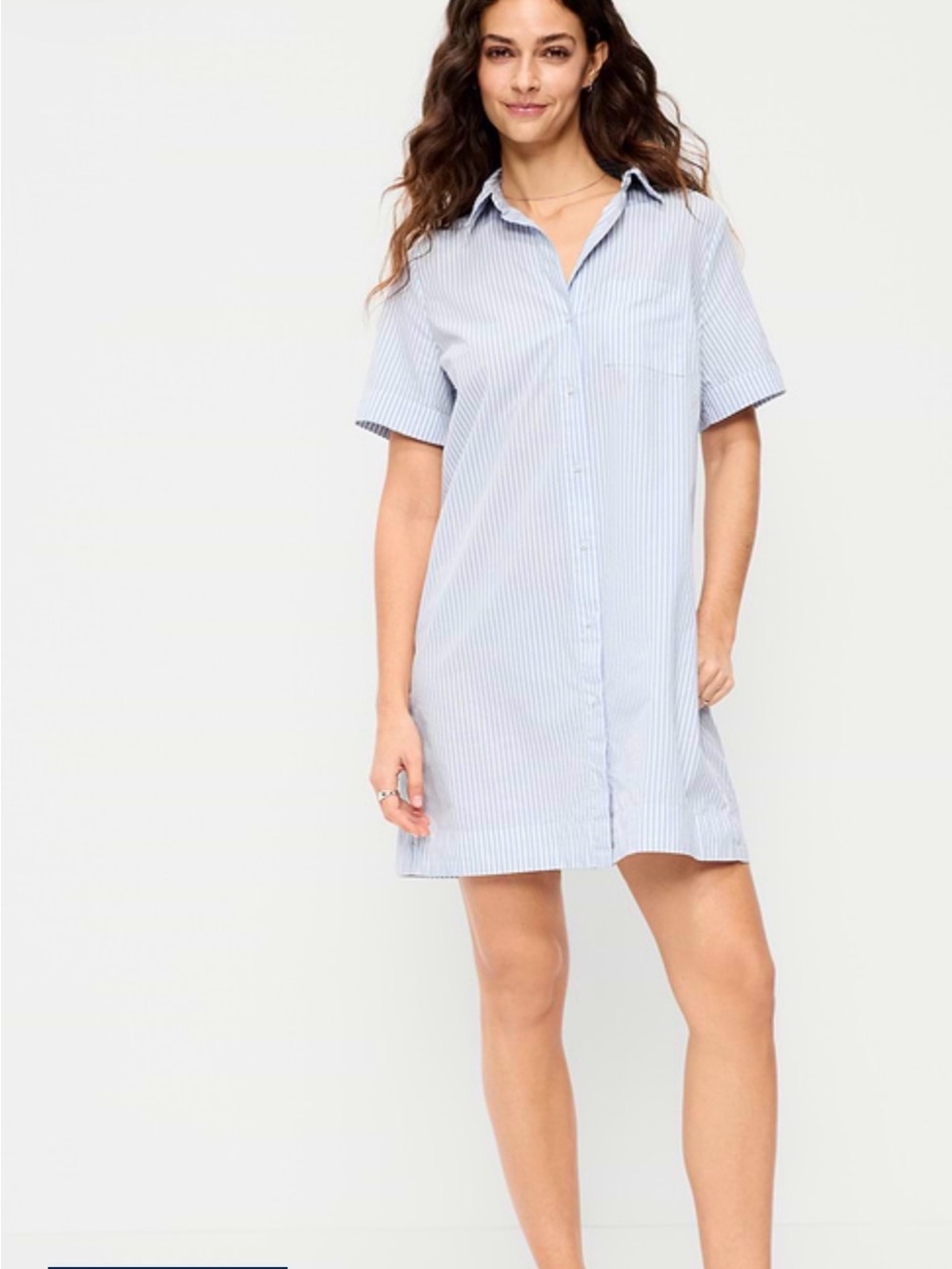 Old Navy Light Blue & White Striped Button-Front Nightshirt